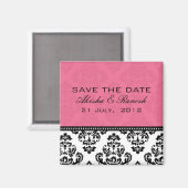 Damast Save the Date, der Mitteilung Wedding ist Magnet (Vorderseite/Rückseite)