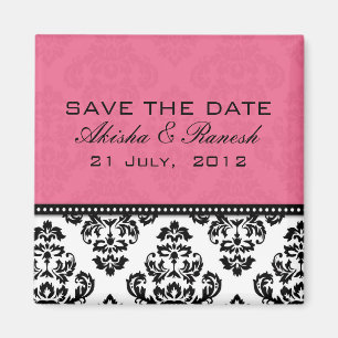 Damast Save the Date, der Mitteilung Wedding ist Magnet