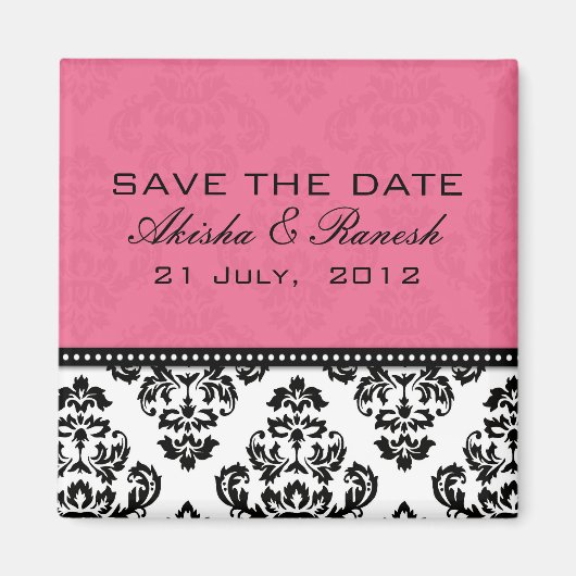 Damast Save the Date, der Mitteilung Wedding ist Magnet (Vorne)