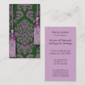 Damast-Schnitt-Samt, Quasten u. Blätter Visitenkarte (Vorne/Hinten)