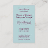 Damast-Schnitt-Samt, Quasten und Blätter Visitenkarte (Rückseite)