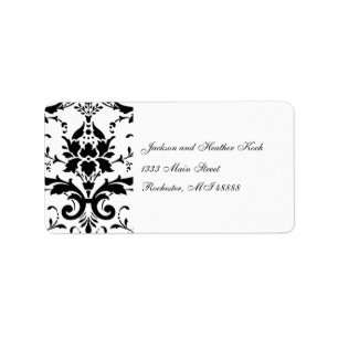 Damast Schwarz Weiß Hochzeit Formal - Adressetiket Adressaufkleber