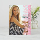 Damast sehen durch Foto-Einladung Einladung (Stehend Vorderseite)