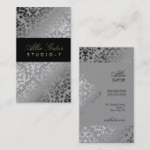 Damast-silberne schlichte Rückseite der Visitenkarte (Vorne/Hinten)
