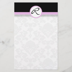 Damast-Single-Linie Rosa-Monogramm-Briefpapier Briefpapier