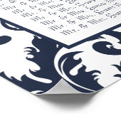 Damast-Sitzplan-Tischnummern - Alphabetisch Poster (Ecke)
