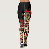 Damast-Stil rote und schwarze Leggings (Rückseite)