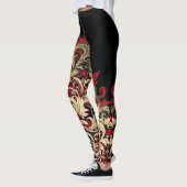 Damast-Stil rote und schwarze Leggings (Links)
