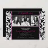Damast Stripes Absolventen - Einladung (Vorne/Hinten)