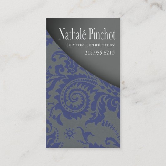 Damast-Sturzflug - Upholsterer, Möbel-Designer Visitenkarte (Vorderseite)