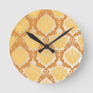Damast Tapete 5 Runde Wanduhr