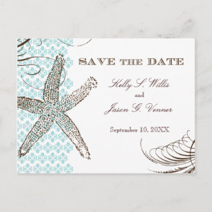 Damast Tropical Save-the-Date-Ankündigung Ankündigungspostkarte