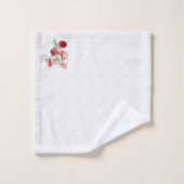 Damast und farbenfrohe Blume Badhandtuch Set (Waschlappen)