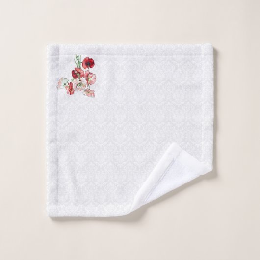 Damast und farbenfrohe Blume Badhandtuch Set (Waschlappen)