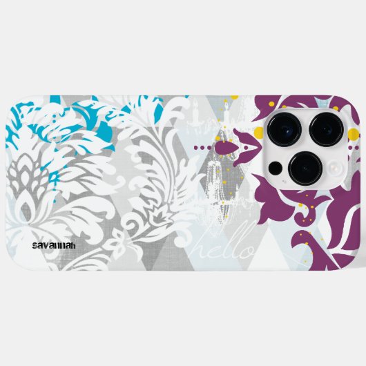 Damast und Kronleuchter auf Abstraktem Dreieck-Des Case-Mate iPhone Hülle (Rückseite (Horizontal))