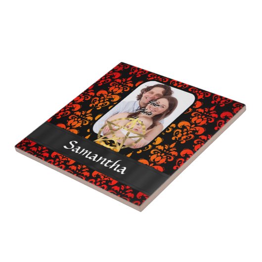 Damast und Pentagramm Fliese (Seite)