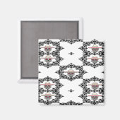 Damast und Schädel Magnet (Vorderseite/Rückseite)