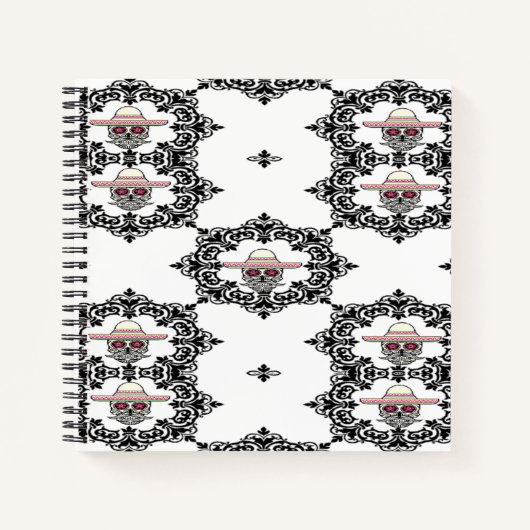 Damast und Schädel Notizblock (Vorderseite)