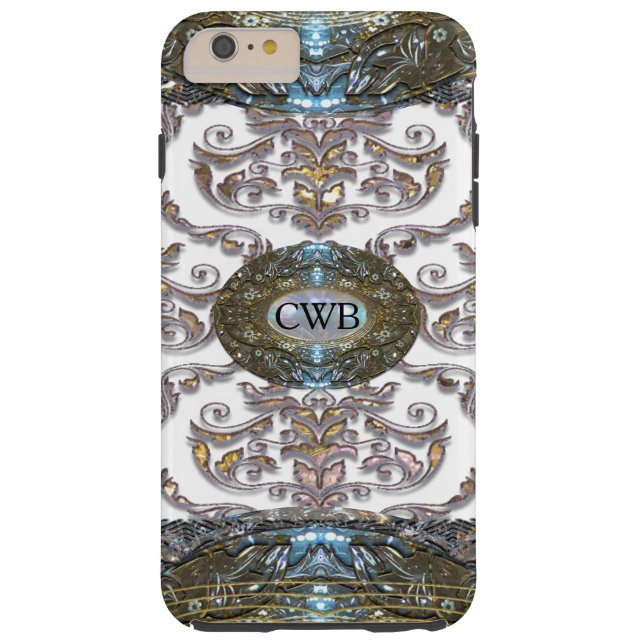 Damast Veyla barockes romantisches Monogramm 6/6s Case-Mate iPhone Hülle (Rückseite)