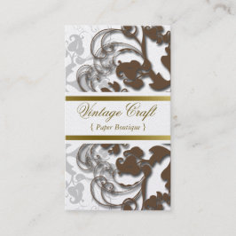 Damast-Vintage Blumen blühen Chic elegantes Brown Visitenkarte