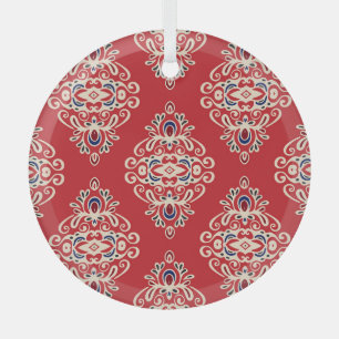 Damast-Vintage: Nahtloses Muster mit florierendem Ornament Aus Glas