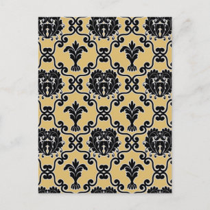 Damast-Vintage-Paisley-Tapete Blumenmuster Postkarte