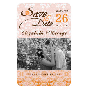 Damast Vintage-Spitze Save The Date Foto-Magnet Magnet