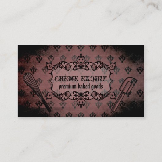 Damast Vintager Chicbacken-Bäckereibäcker elegant Visitenkarte (Vorderseite)