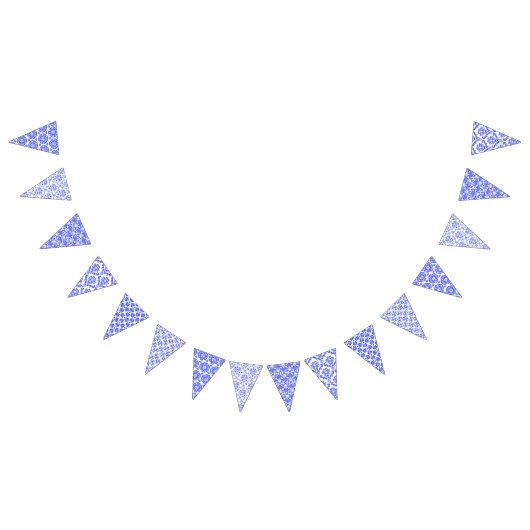 Damast Vintages blaues weißes Wimpelkette (Alle)