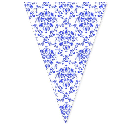Damast Vintages blaues weißes Wimpelkette (Zweite Fahne)