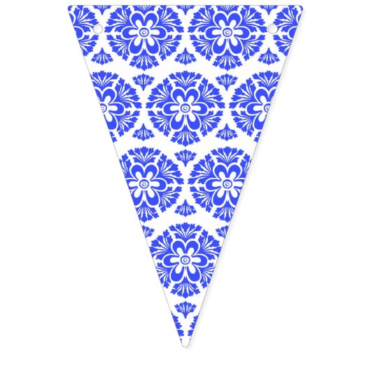 Damast Vintages blaues weißes Wimpelkette (Erste Fahne)