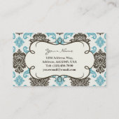 Damast-Visitenkarte (Blau/Braun) Visitenkarte (Rückseite)