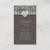 Damast-Visitenkarte-Schmuck-Herz-Diamanten Visitenkarte (Rückseite)