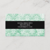 Damast / Wasserfarbe (grün) Visitenkarte (Rückseite)