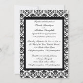 Damast-weiße und schwarze formale einladung (Rückseite)