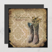 Damast Western Einladung (Vorne/Hinten)