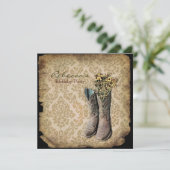 Damast Western Einladung (Stehend Vorderseite)