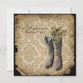 Damast Western Einladung (Vorderseite)