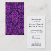 Damast-Wildblumen, prägeartiges Metall in Lila Visitenkarte (Vorne/Hinten)