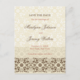 Damast Wirbel Spitze Kaffee Save The Date Postkart Ankündigungspostkarte