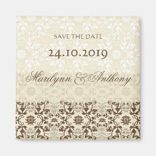 Damast-Wirbels-Spitze-Kaffee-Save the Date Magnet