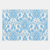 Damast-Wrap-Papier Flachblatt-Set aus 3 Geschenkpapier Set (Vorderseite)