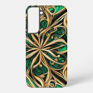 Damastblume Gold Schwarz Türkis Samsung Galaxy Hülle