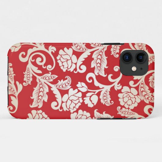 Damastblumenhintergrundmuster Case-Mate iPhone Hülle (Rückseite (Horizontal))