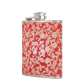 Damastblumenhintergrundmuster Flachmann (Links)