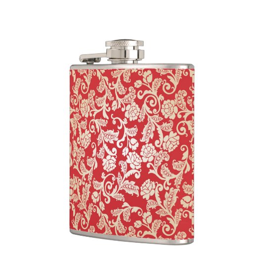 Damastblumenhintergrundmuster Flachmann (Links)