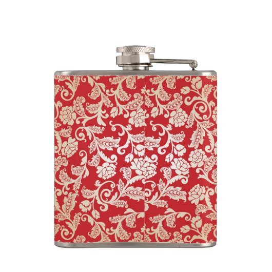 Damastblumenhintergrundmuster Flachmann (Rückseite)