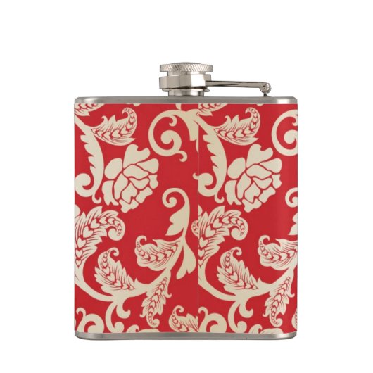 Damastblumenhintergrundmuster Flachmann (Rückseite)