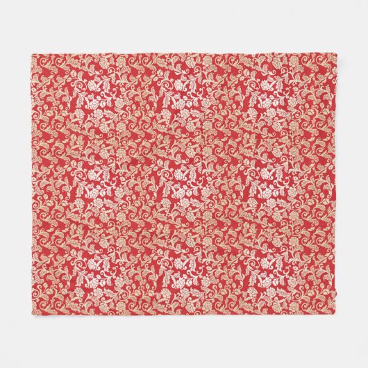 Damastblumenhintergrundmuster Fleecedecke (Vorderseite (Horizontal))
