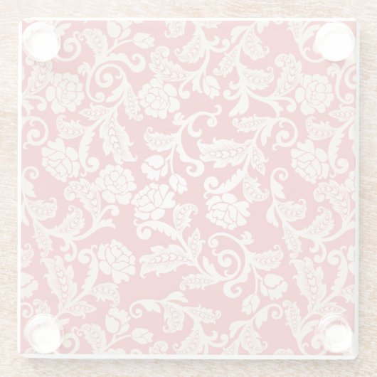 Damastblumenhintergrundmuster Glasuntersetzer (Rückseite)
